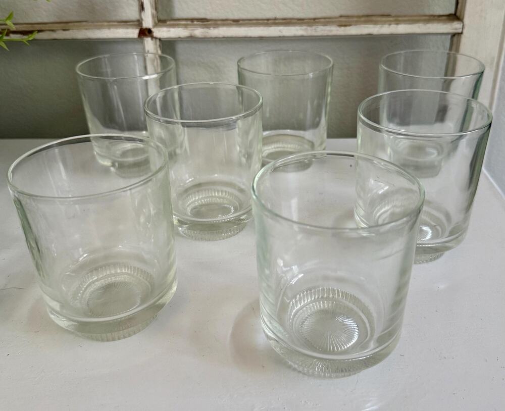 Vintage Crown Royal Whiskey Glasses Set of 7 | Raised Logo Base | Barware